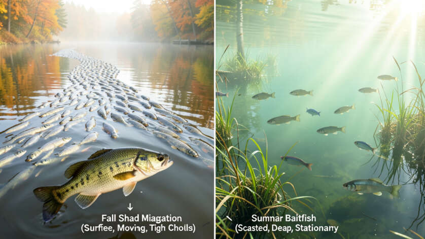 Comparison: Fall Shad Migration vs. Summer Baitfish Patterns